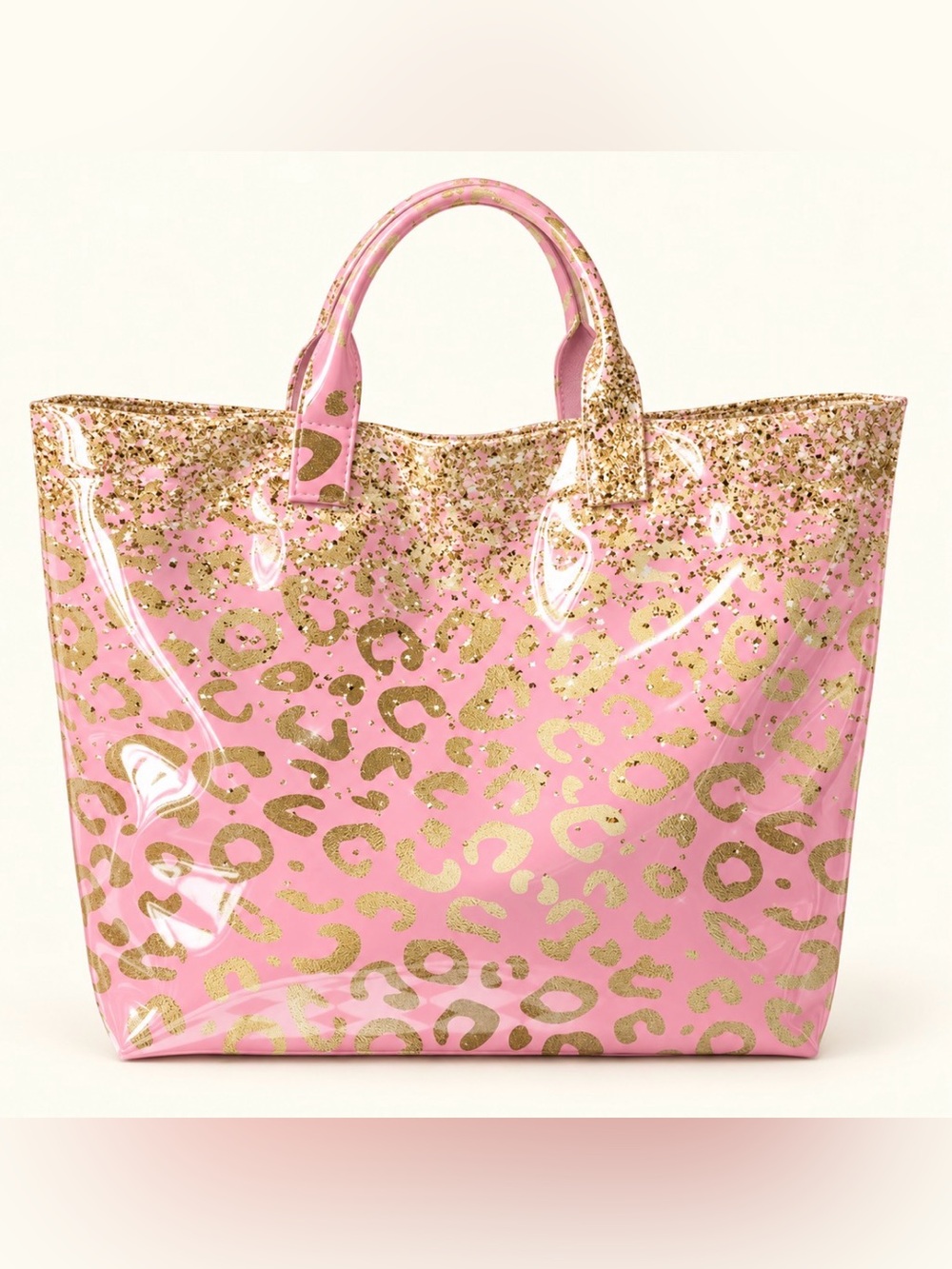 Pink and Gold Leopard Print Tote Bag